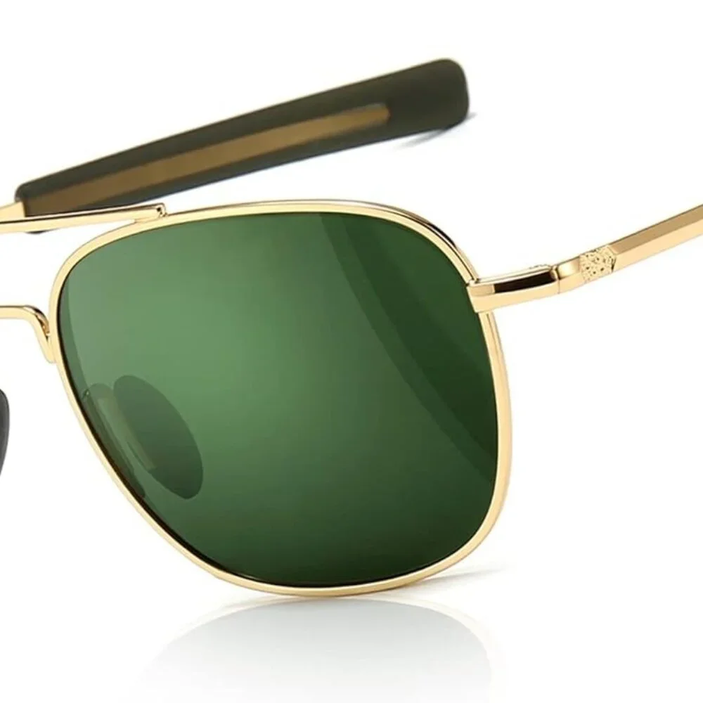 Men's Military Style Polarized Pilot Aviator Sunglasses Bayonet Temples - Picture 1 of 8